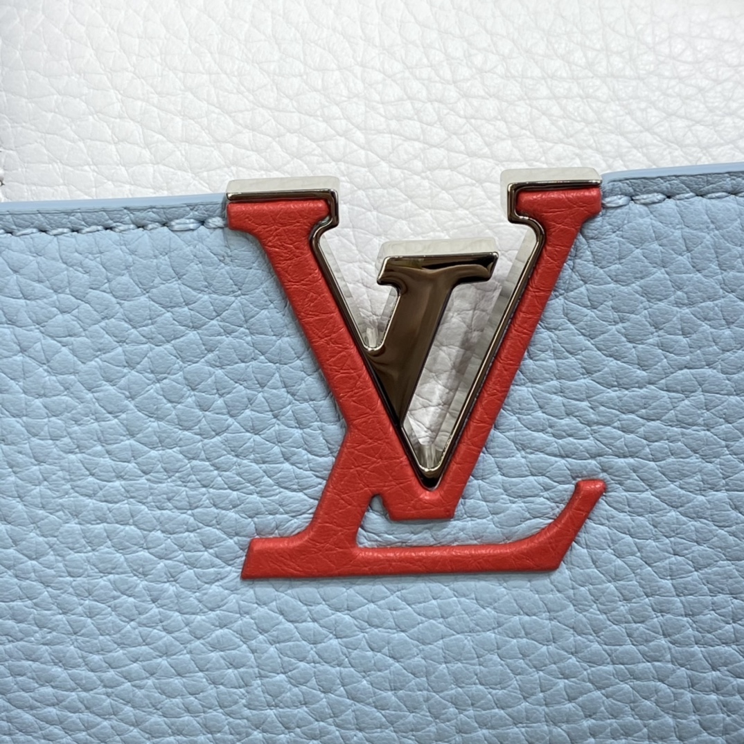 Louis Vuitton CAPUCINES MINI Taurillon Leather Bag M57519 Blue Olympus/White